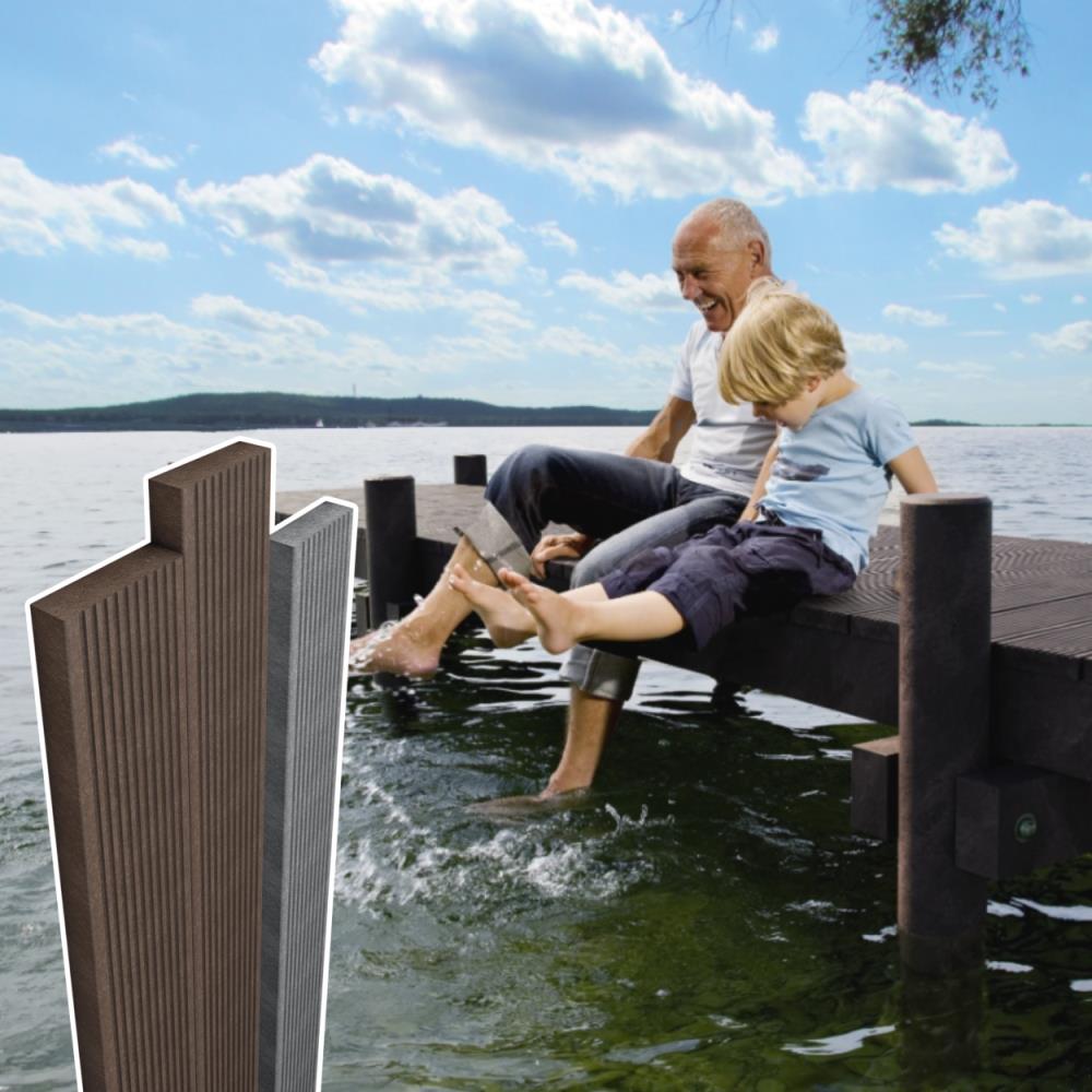 Stegbohlen aus Recyclingkunststoff in Grau und Braun