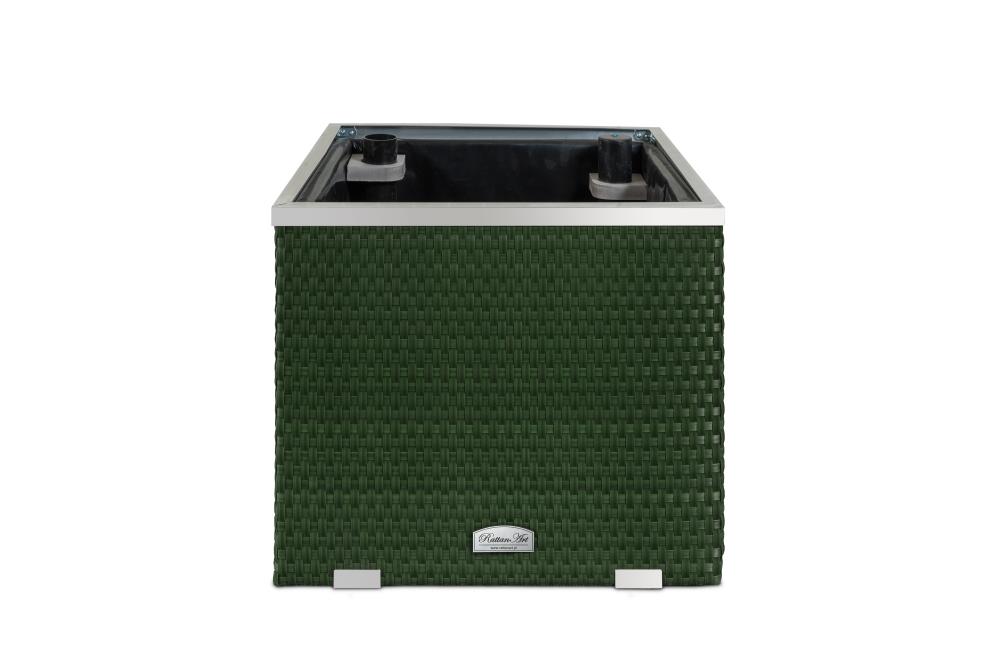 Rattan Blumenkübel mit intelligenter Bewässerung, 50cm x 50cm x 43cm, Grün