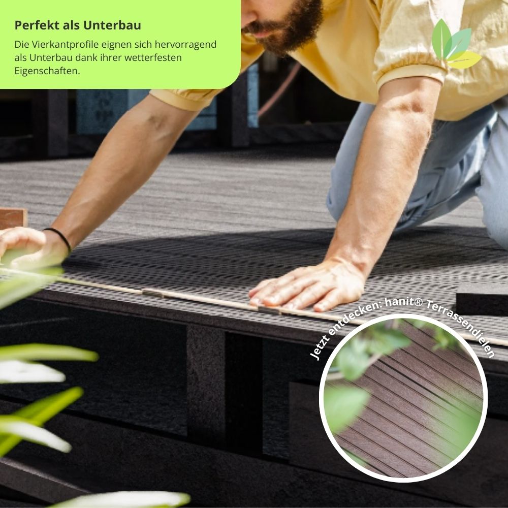 Die Vierkantpfosten eignen sich gut als Unterbau - hier für eine Terrasse