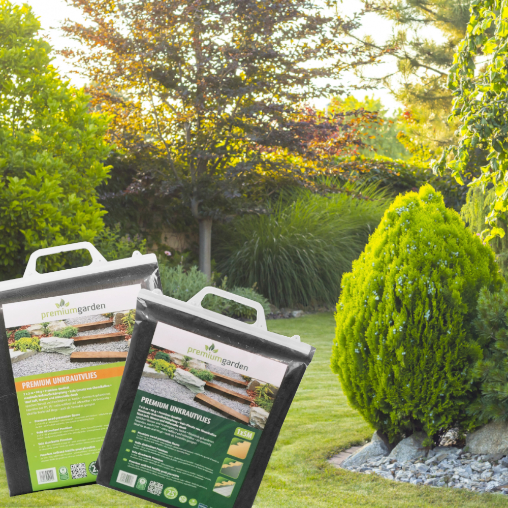 premiumgarden Unkrautvlies im Beutel, Gartenvlies zur wirksamen Unkrautbekämpfung, 90g/m², grau Unkrautvlies als Unkrautschutz für Grünflächen