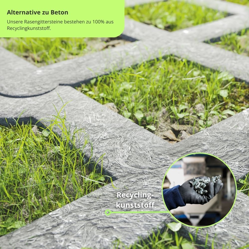 Alternative zu Beton: Diese Rasengittersteine besteht aus Recyclingkunststoff