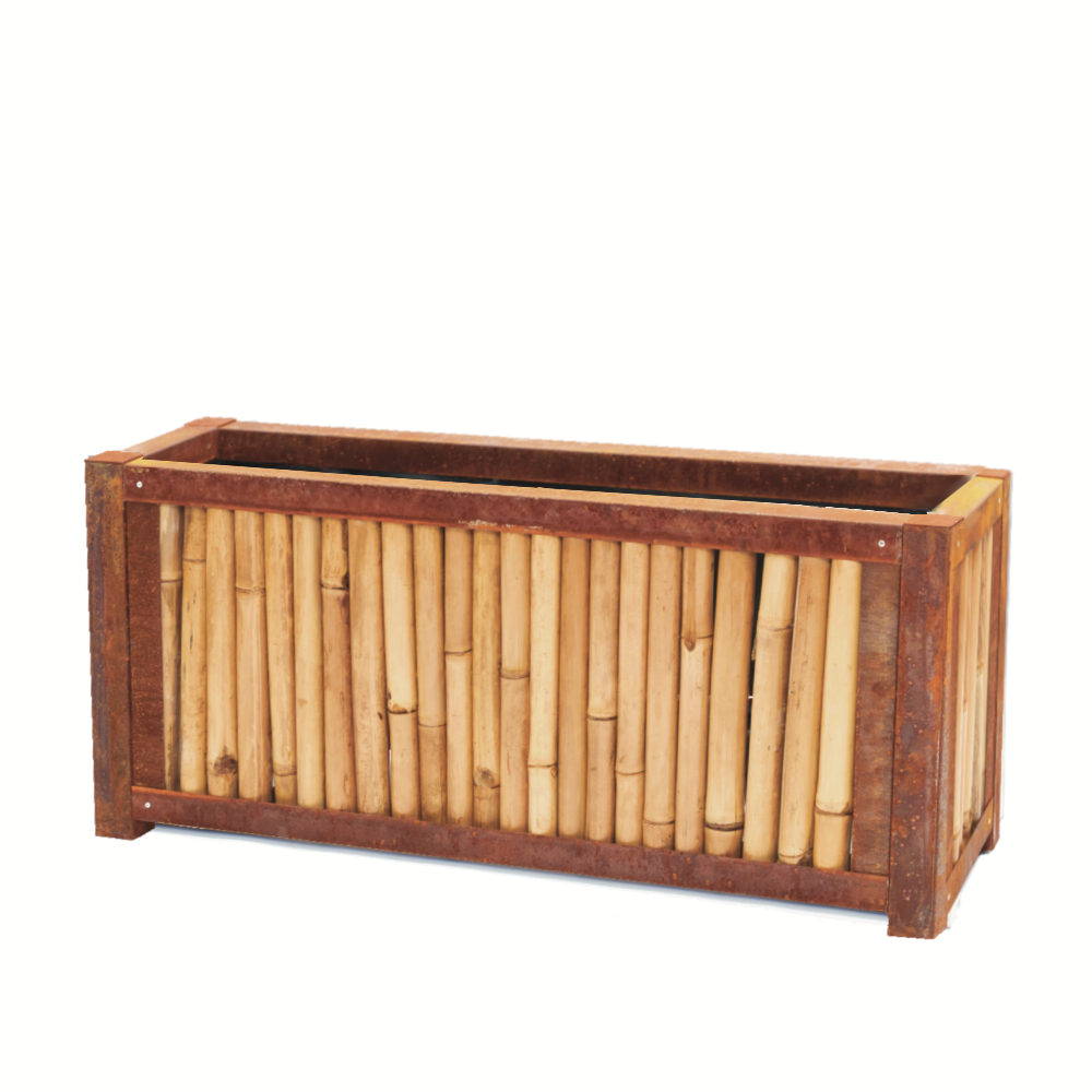 Bambus Hochbeet mit Cortenstahl Einfassung