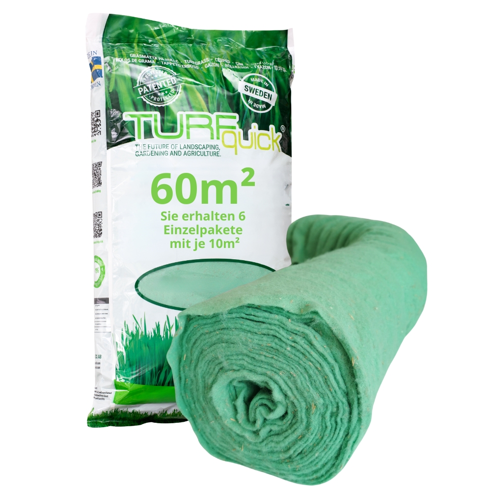 Verpackung TurfQuick Rasensamenvlies und Vliesstruktur