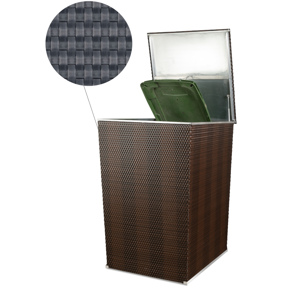 Rattan Mülltonnenbox in dunkelgrau