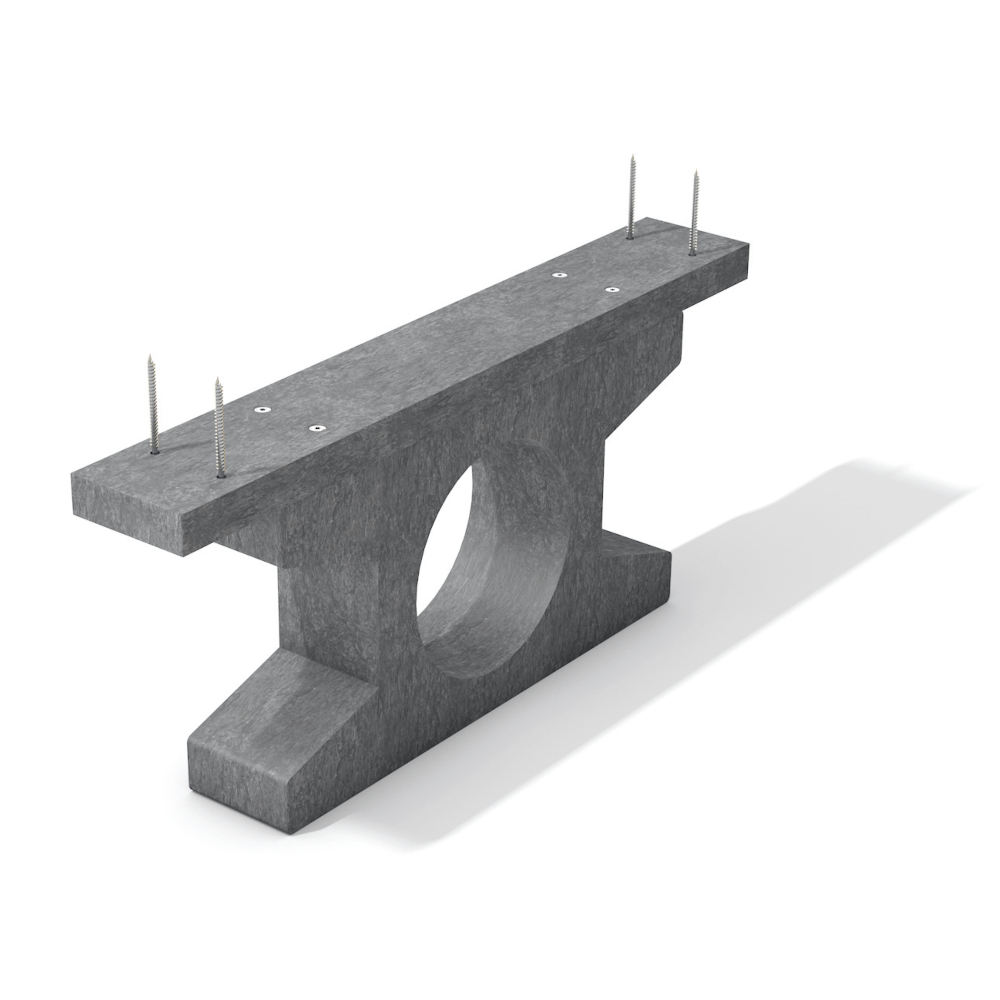 Grauer Bodenanker mit Schrauben ohne Bank