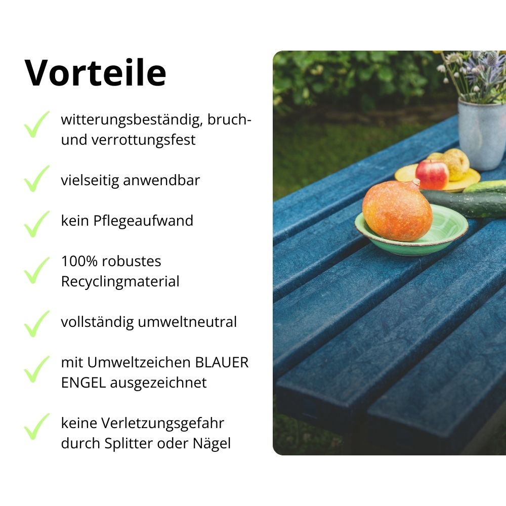 Vorteile des Gartentisch Tivoli: wetterfest, umweltneutral, robust