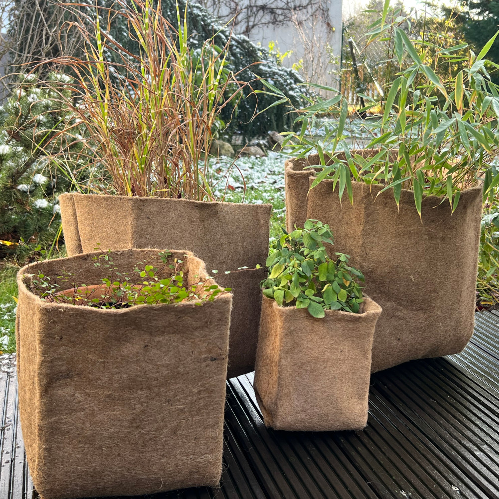 Jute Pflanzsäcke im 4er Set, vier verschiedene Größen