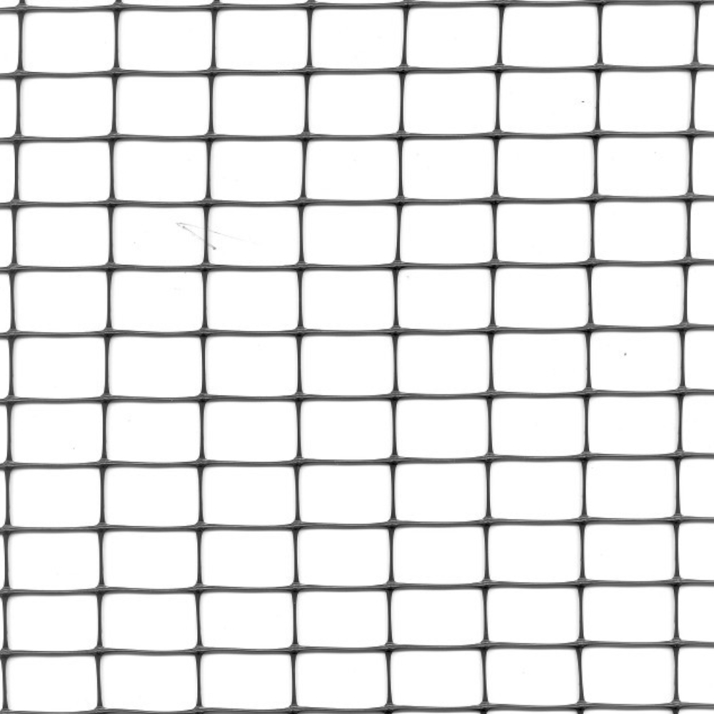 Gartennetz, Geflügelzaun schwarzes Gitter vor weißem Hintergrund