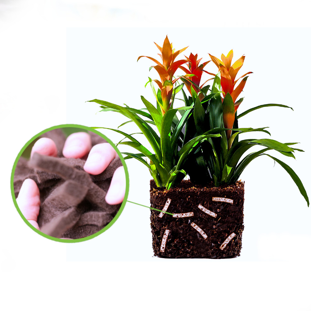 TerraSponge Wasserspeichervlies-Streifen unter Erde gemischt