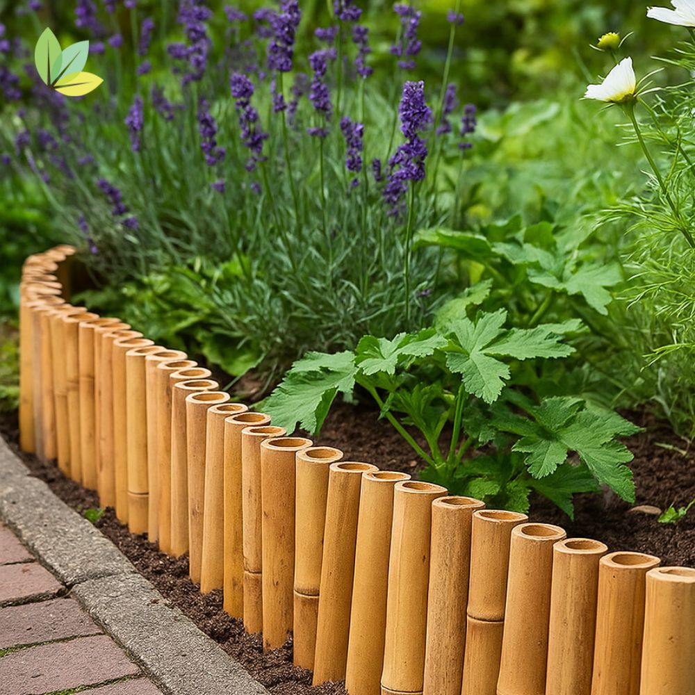 Perfekt für ein natürliches Kräuterbeet: Helle Bambus-Beetkante