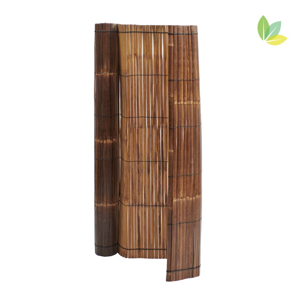 Sichtschutz aus Bambusleisten dunkel (Wulung), 90cm Höhe