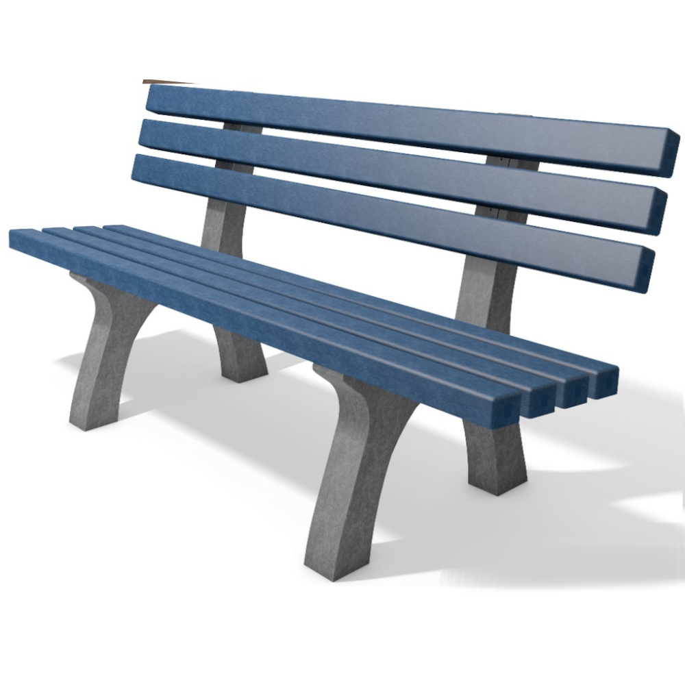 grau-blaue Gartenbank aus hanit Recyclingkunststoff