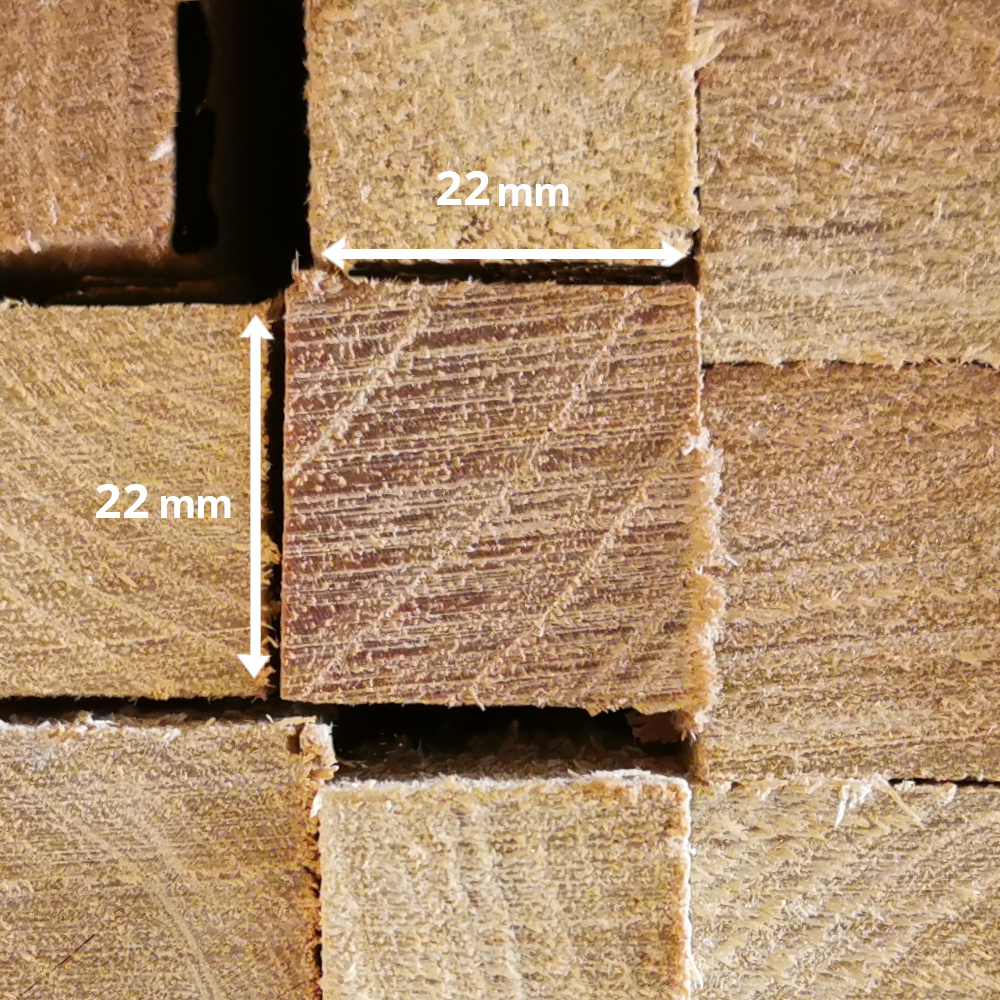Hartholzpfähle mit der Abmessung 22x22mm