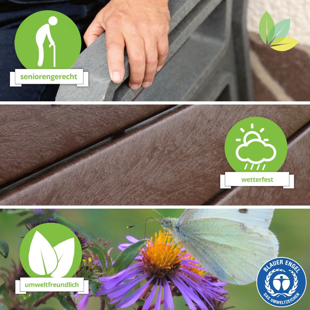 Vorteile: Seniorengerecht, wetterfest, umweltfreundlich