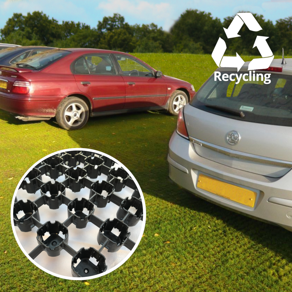 Rasenparkplatz mit TERRAM BodPave befestigt