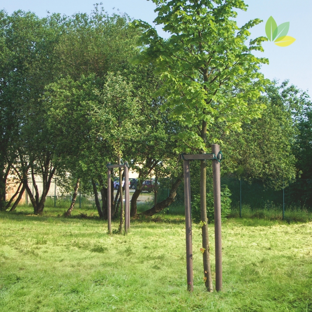 Dreibein Konstruktion mit Recyclingpfählen
