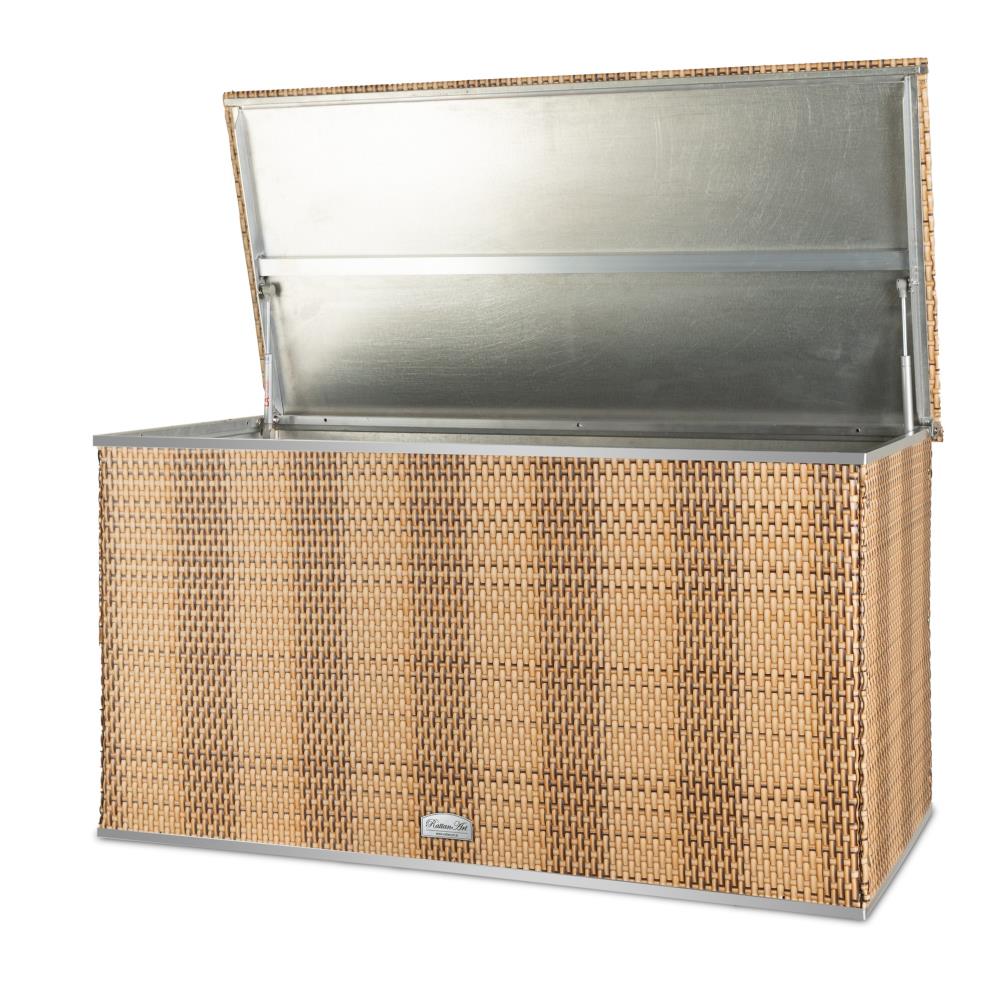 Rattan Auflagenbox, Kissenbox wasserdicht, 115cm x 60cm x 60cm, beige-braun