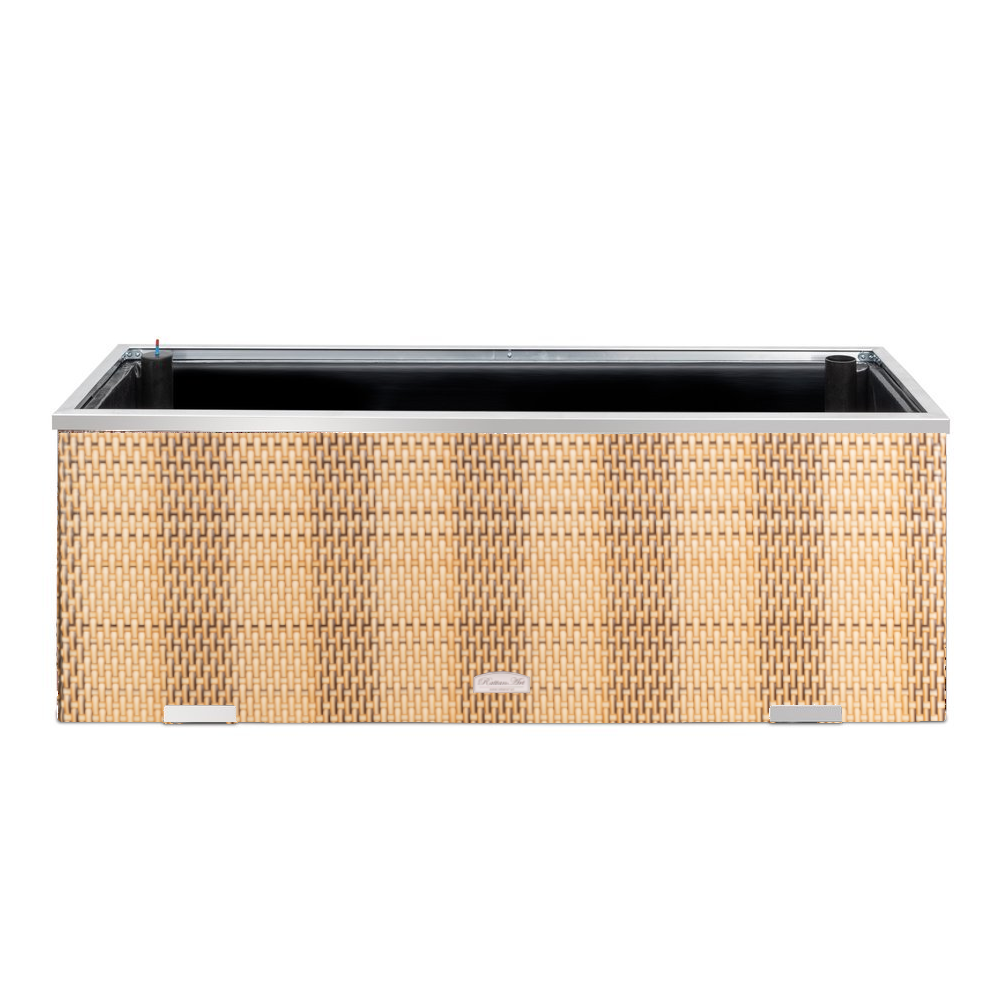 Pflanzkübel mit Rattanoptik in beige-braun