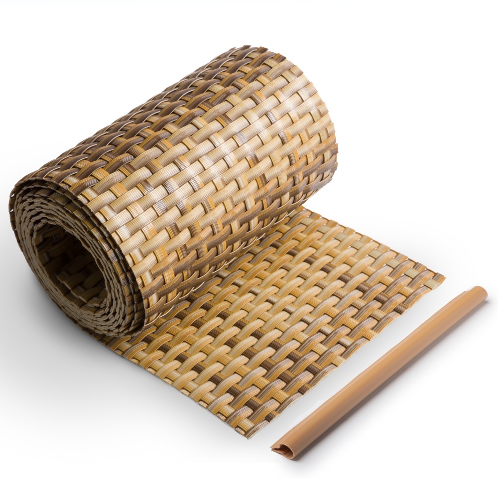 Rattan Sichtschutz-Streifen 255cm x 19cm, inklusive Clips, braun - VORBESTELLUNG