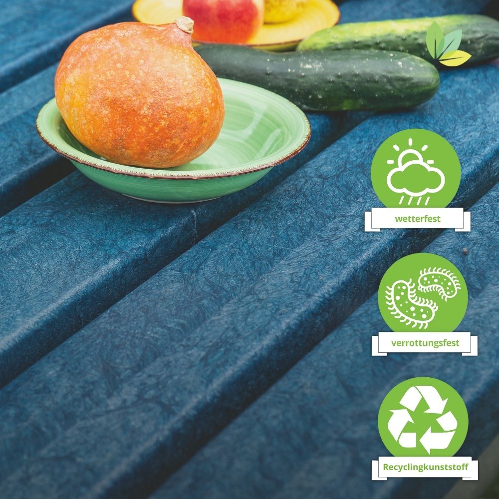 Vorteile: wetterfest, verrotungsfest, Recyclingmaterial