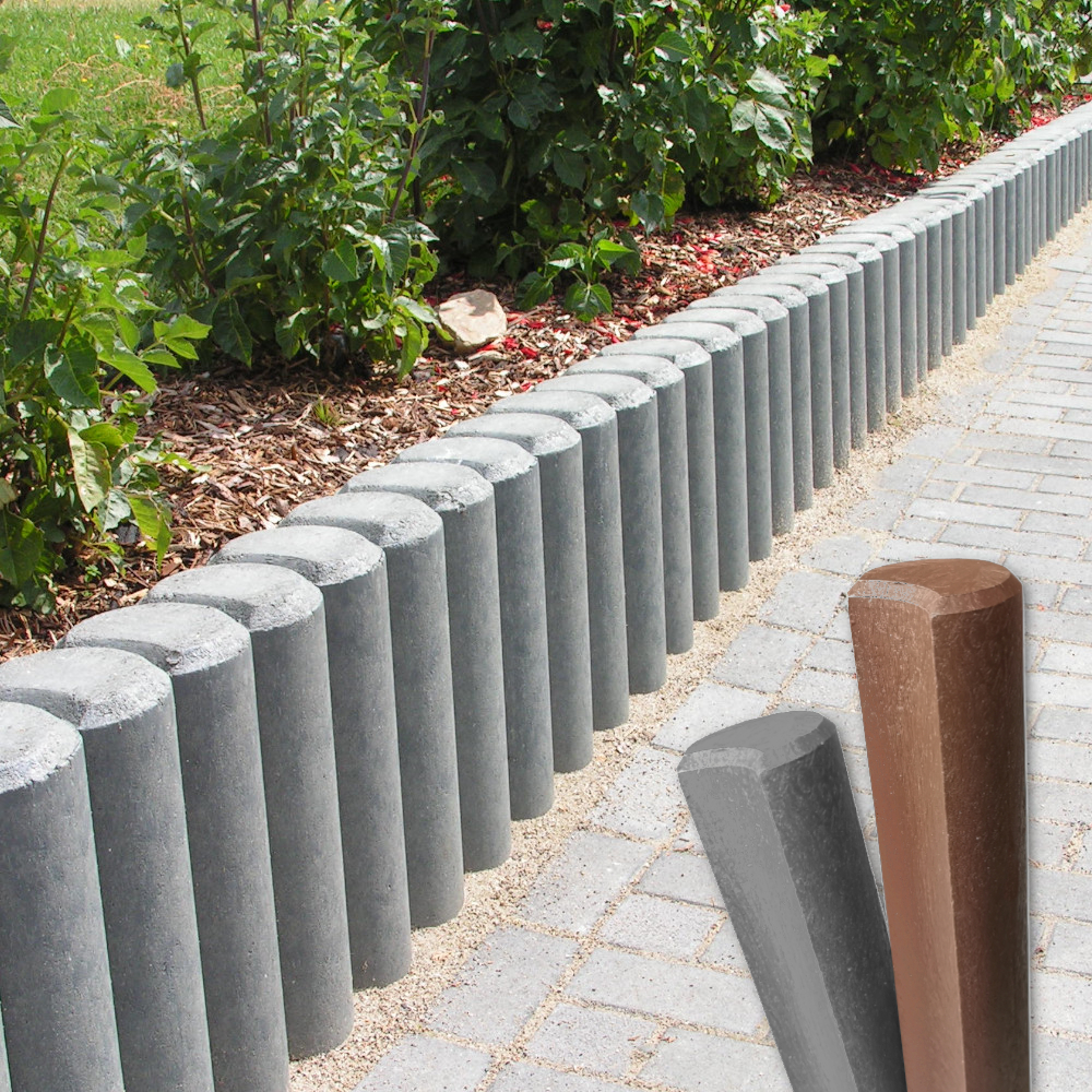 hanit® Verbundpalisaden aus Recycling-Kunststoff, Ø11cm, mit Hohlprofil graue Hohlkehlpalisaden als Wegabgrenzung