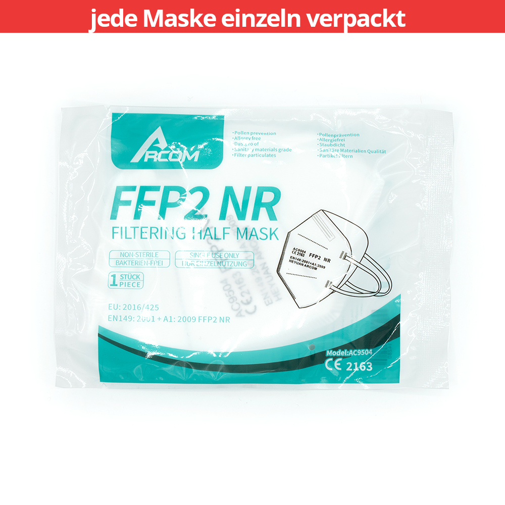 Darstellung von den einzelnd verpackten Masken