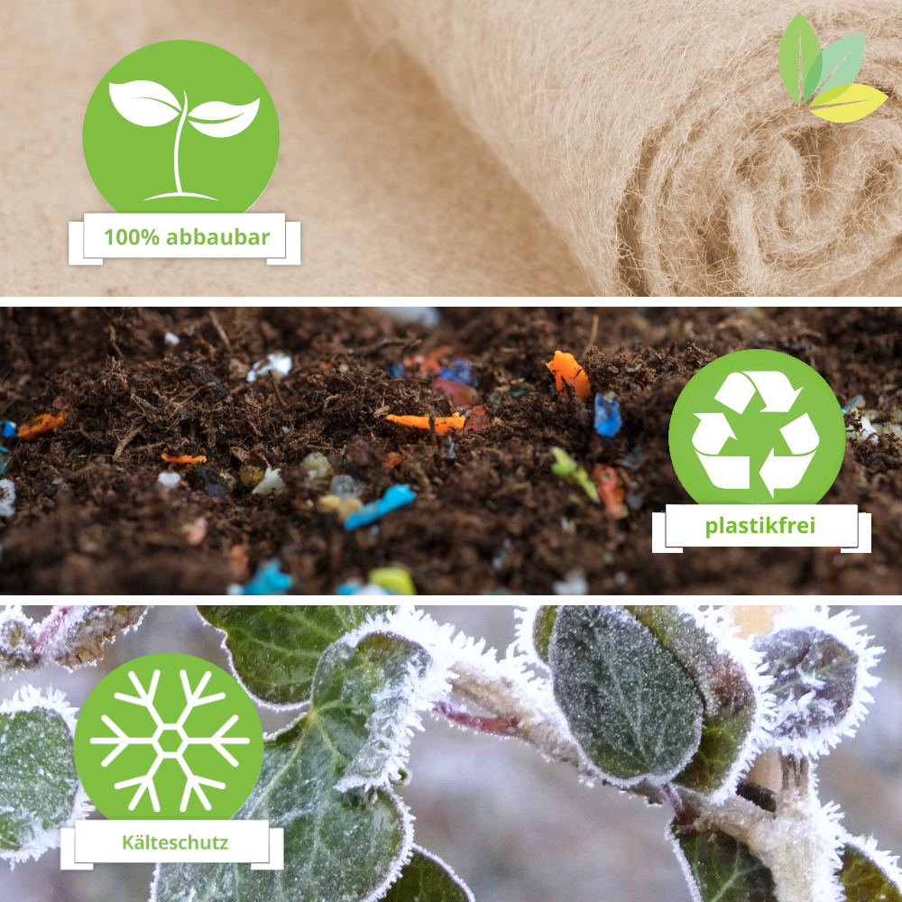 Jutevlies auf Rolle 100% abbaubar, gedüngte Erde plastikfrei, gefrorene Pflanze für Kälteschutz