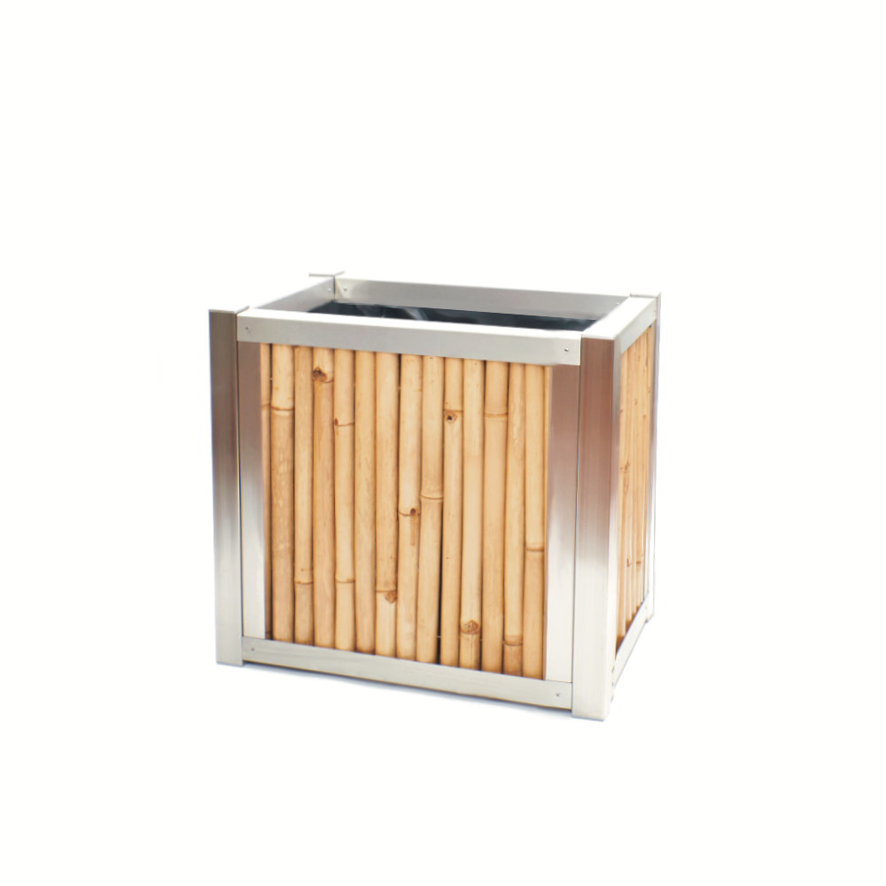 Hochbeet aus Edelstahl mit Seiten aus Bambus