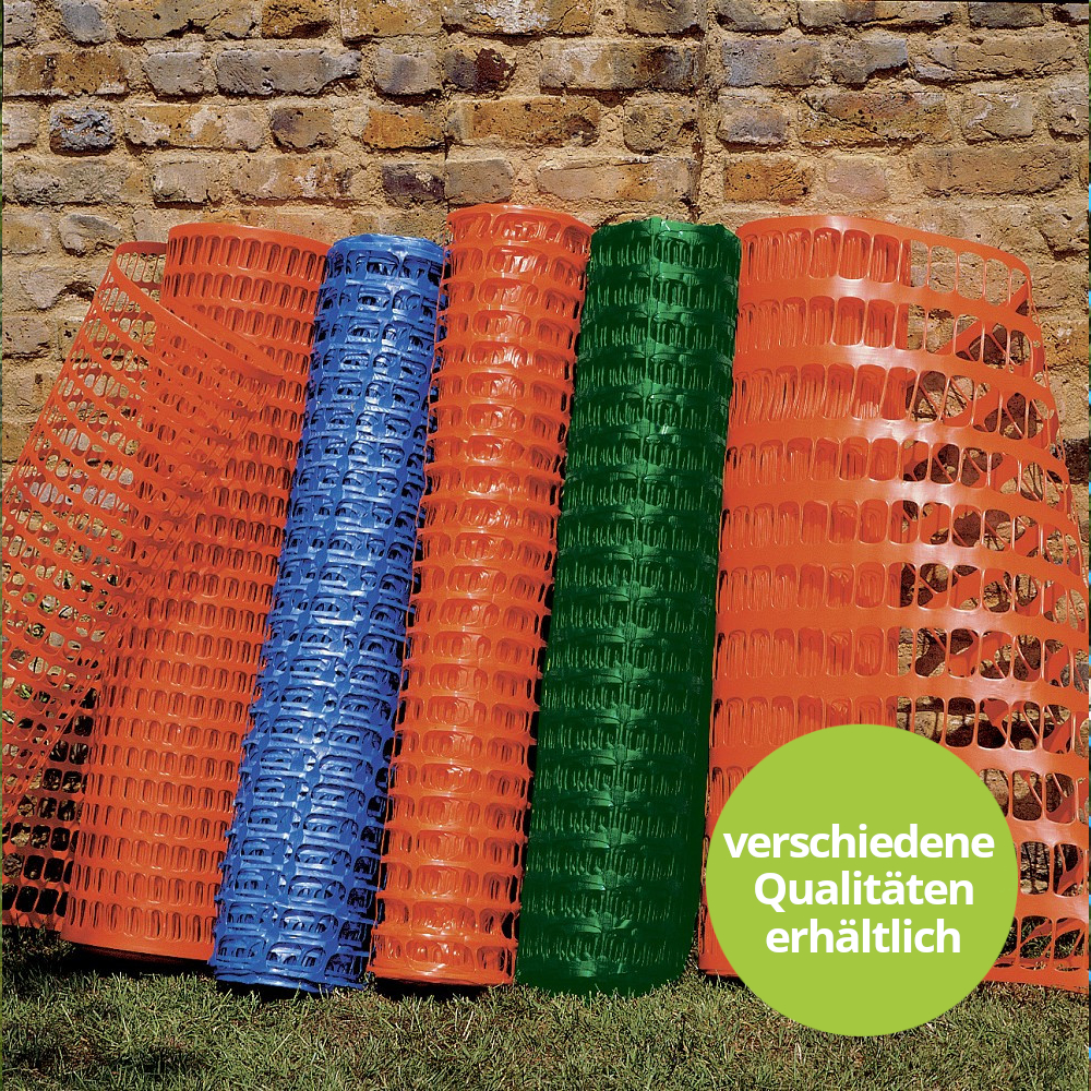 5 Netzzäune auf Rolle in verschiedenen Farben wie orange, blaue, grün