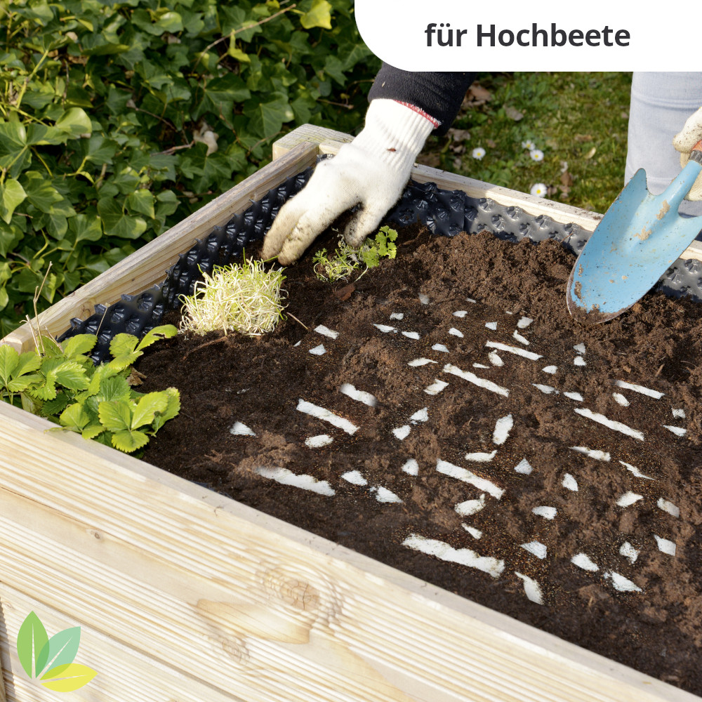 TerraSponge Wasserspeichervlies, Bewässerungsvlies-Streifen im Hochbeet unter Erde gemischt