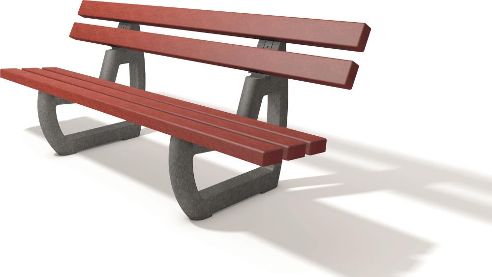 hanit® Gartenbank Tivoli, 200 x 70 x 80cm, grau-rot
