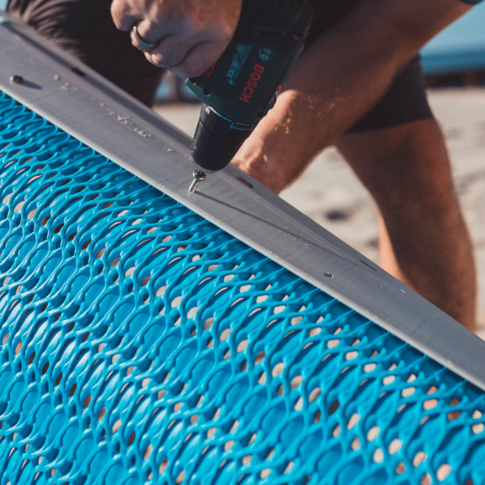 Verschraubung mit der Sandmatte