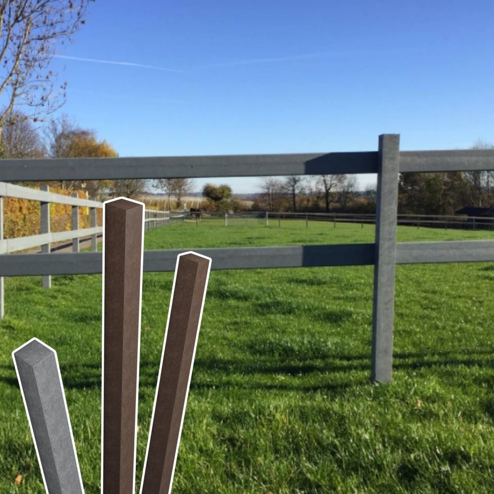 Vierkant-Recyclingpfosten in grau und braun
