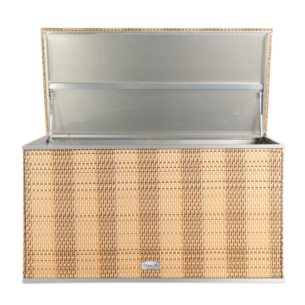 Rattan Auflagenbox, Kissenbox wasserdicht, 115cm x 60cm x 60cm, hellgrau