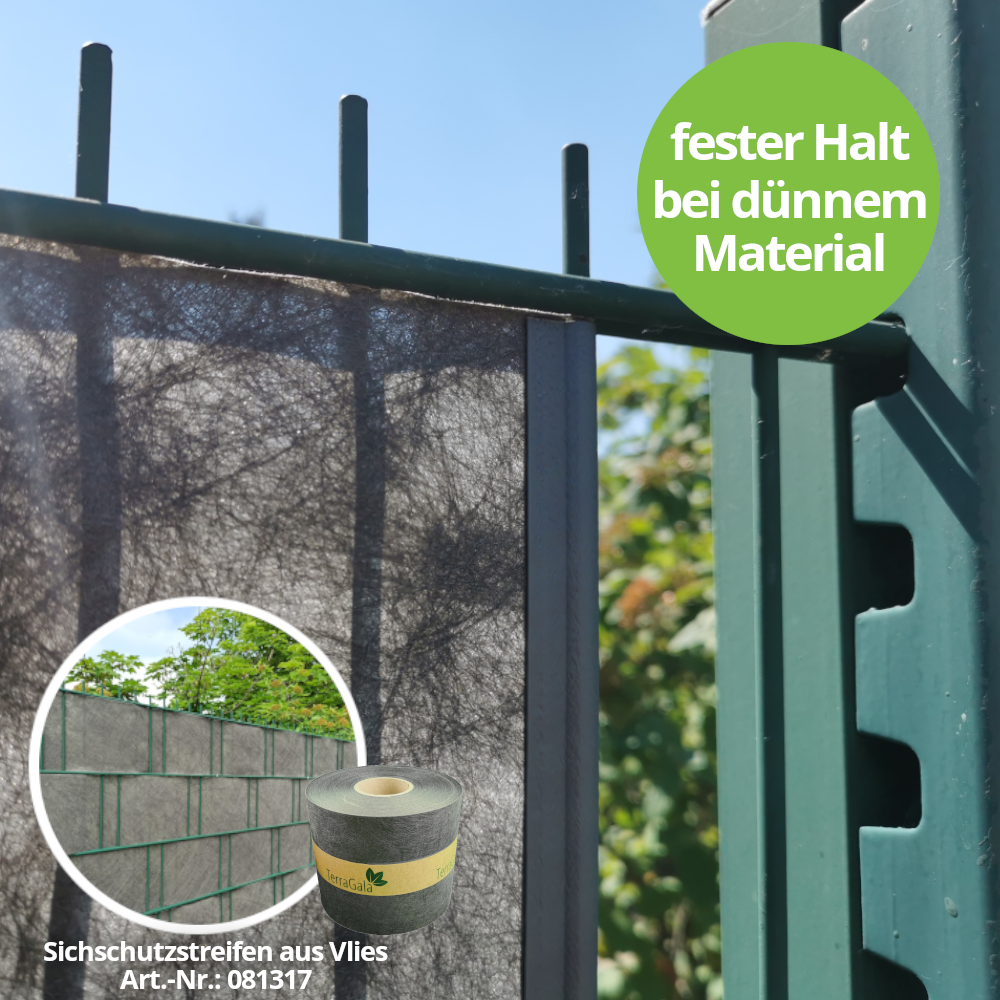 Auch für dünnes Material geeignet: Hier für Vlies Sichtschutzstreifen