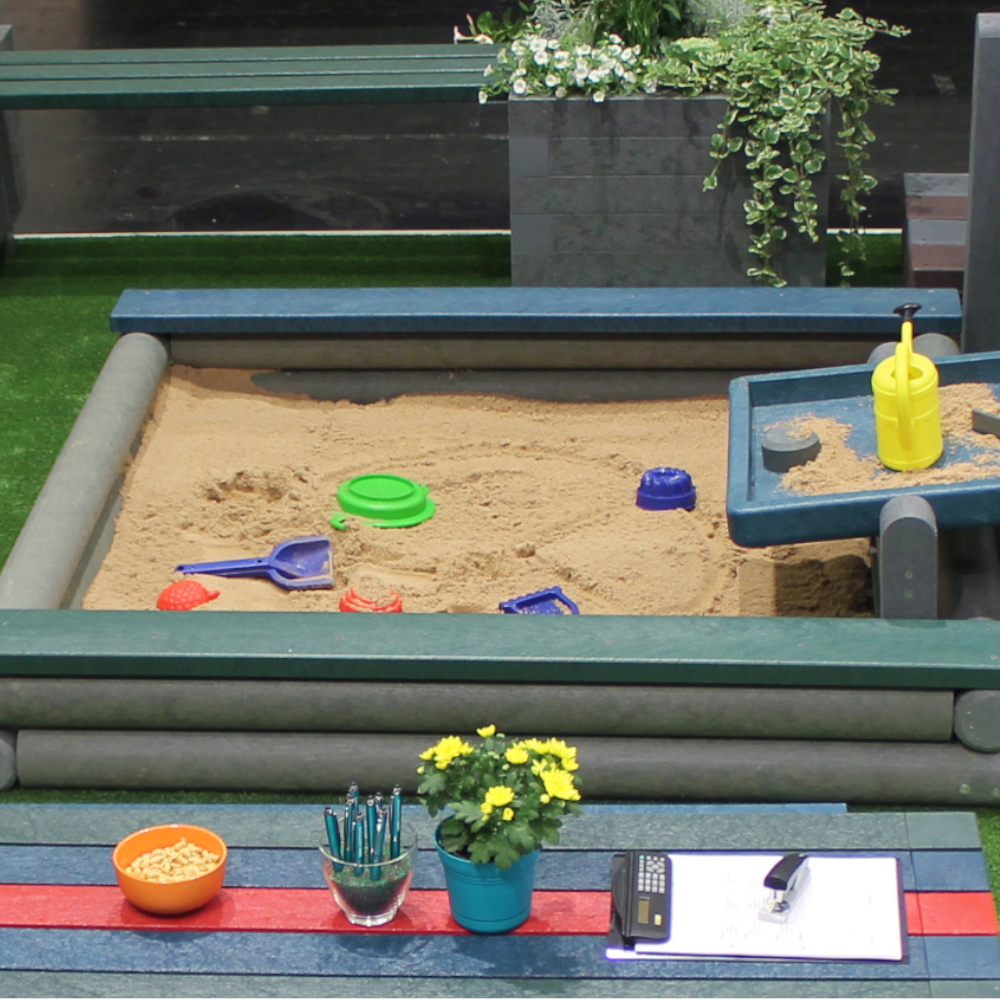 hanit® Sandkasten DAHNA, 200 x 200 x 28m, mehrfarbig Sandkasten in Kindergarten