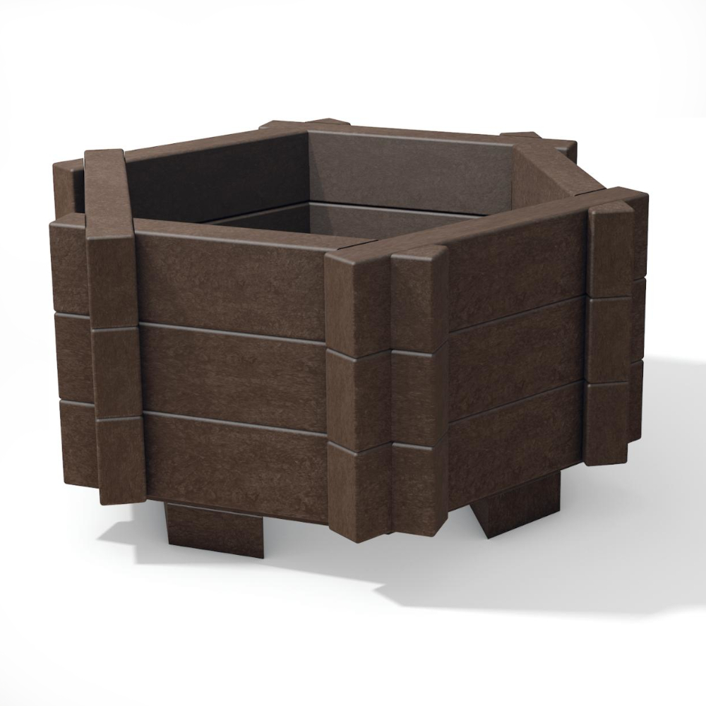 brauner Blumenkübel aus hanit Recyclingskunststoff