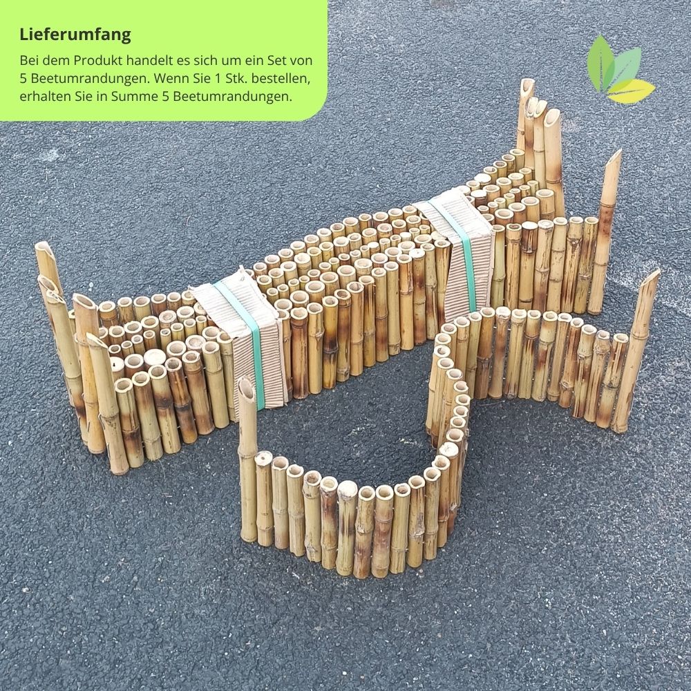Bambus Beetumrandung hell (Cendani), 20/35cm x 100cm x Ø 2-4cm (5er Pack)