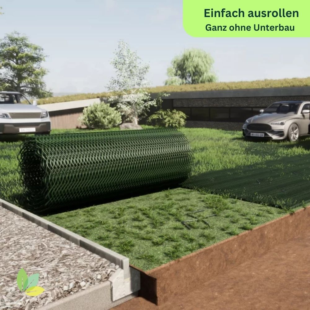 GrassProtecta® Standard, befahrbares Rasengitter aus Kunststoff, 1,2kg/m², 2 x 20m
