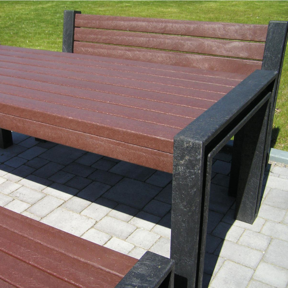 grau brauner HYDE PARK Gartentisch und Bank mit Lehne