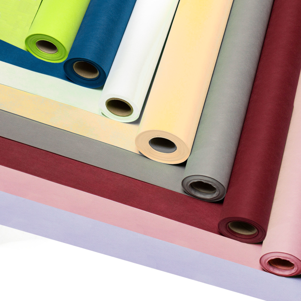 Verschiedene Farben der Outdoor Tischdecke: grün, blau, weiß, creme, grau, rot, rosa und lavendel