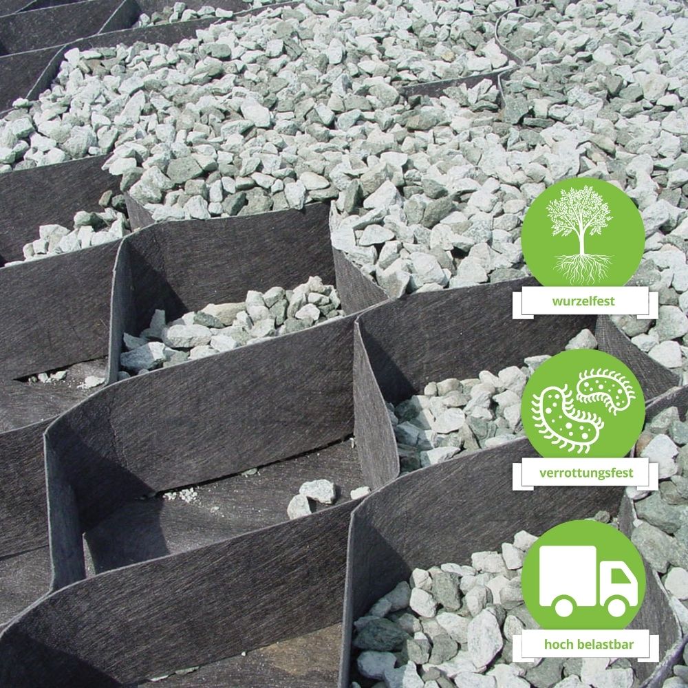 Geozellen Eigenschaften: Wurzelfest, verrottungsfest, hochbelastbar