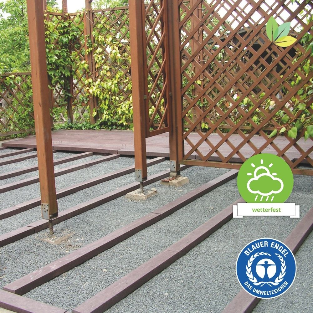 Die Kunststoffbretter als Unterbau für eine Terasse