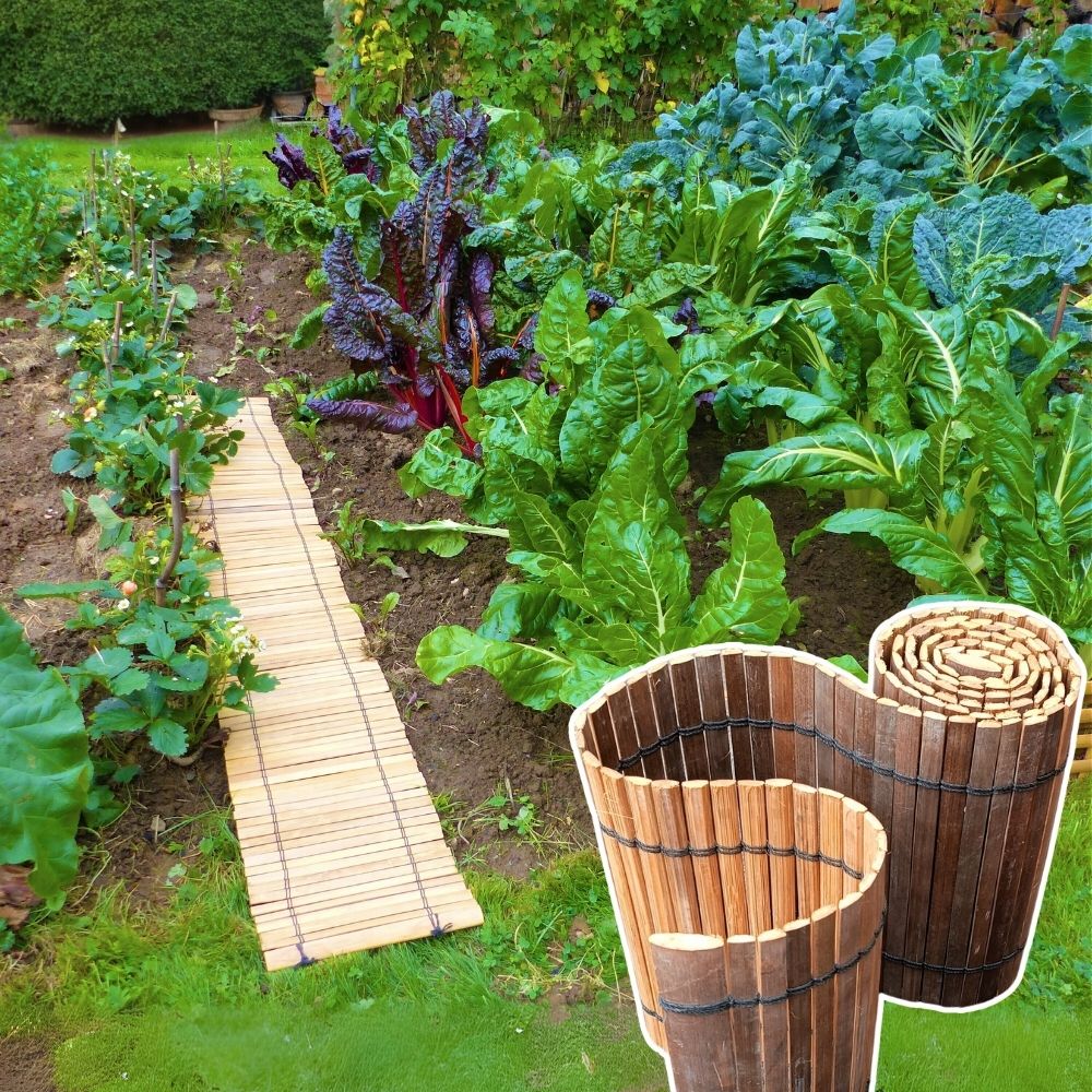 Bambusmatte für Rollwege im Beet