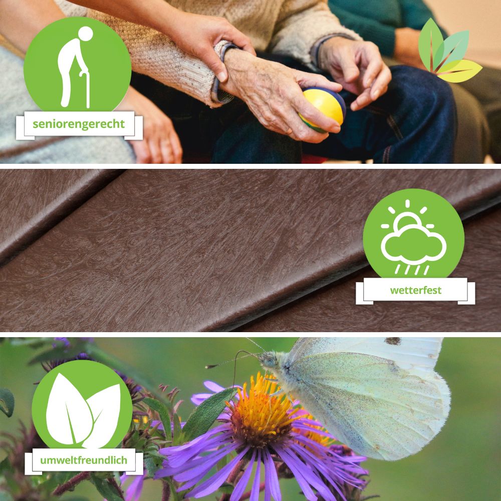 Vorteile: seniorengerecht, wetterfest, umweltfreundlich