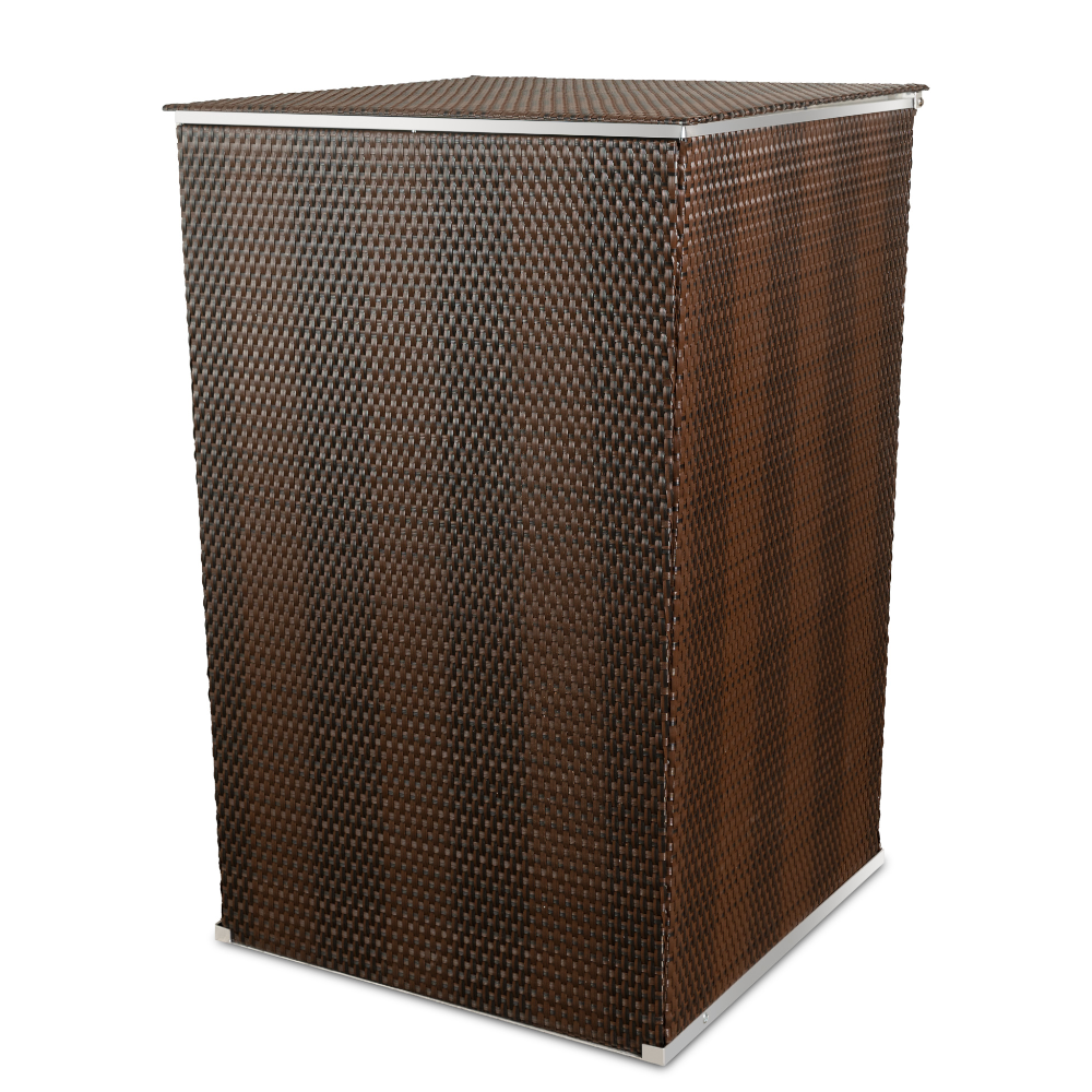 Rattan Mülltonnenbox, Mülltonnenverkleidung, 117x82,5x82,5cm, beige-braun