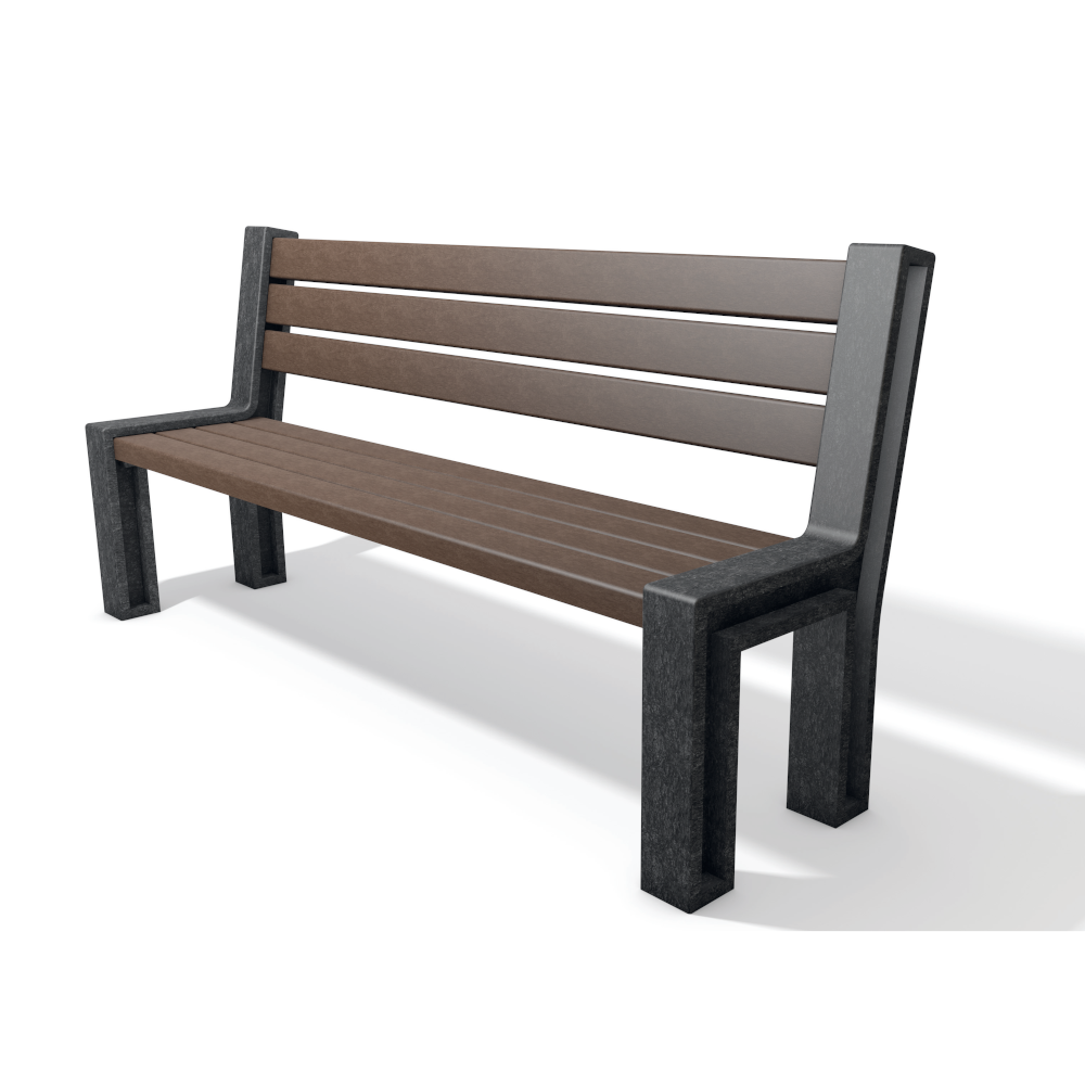 hanit® Hyde Park Kunststoffbank, 195 x 56 x 95cm, braun