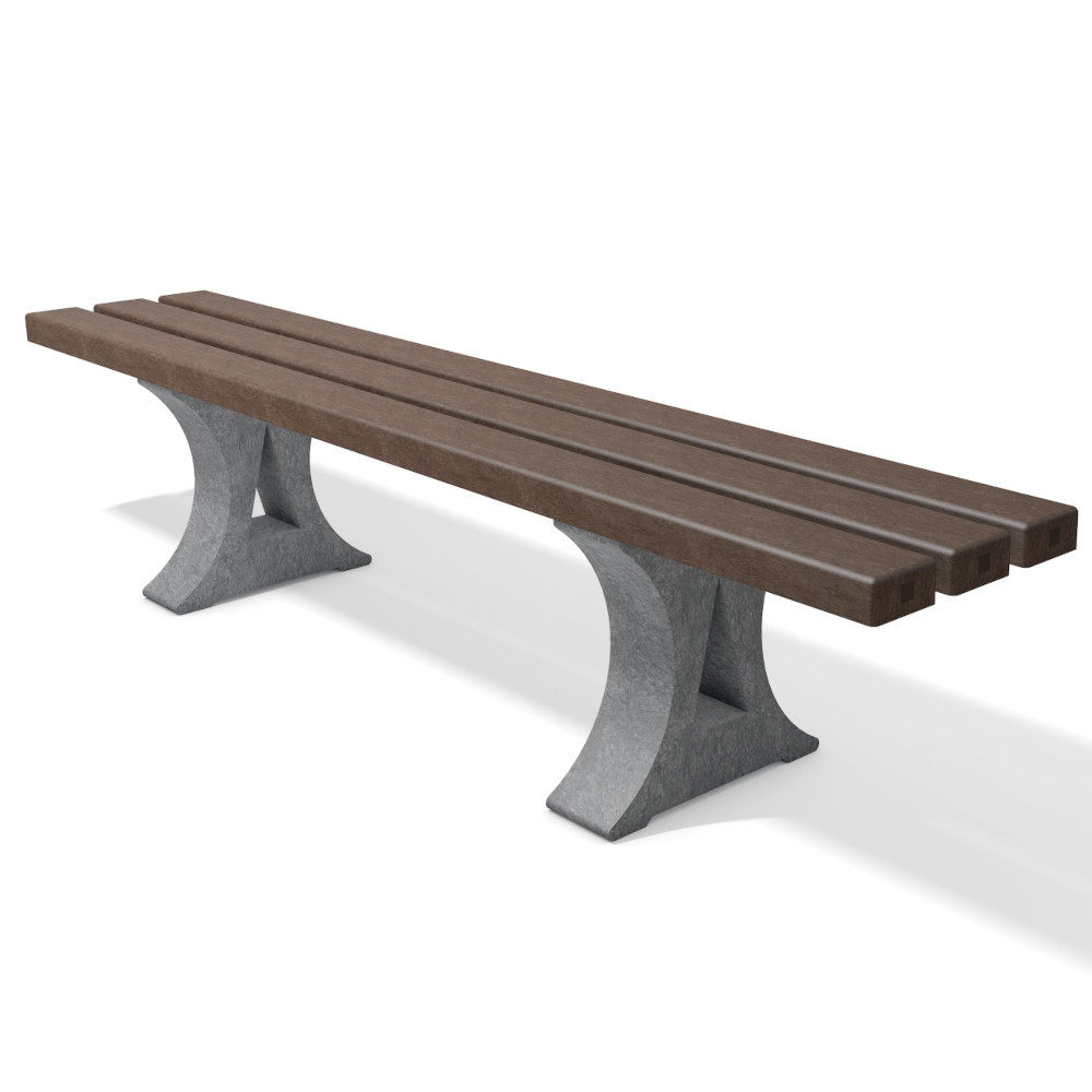 hanit® Kunststoffbank CANETTI braun auf Kiesfläche umgeben von Rasen