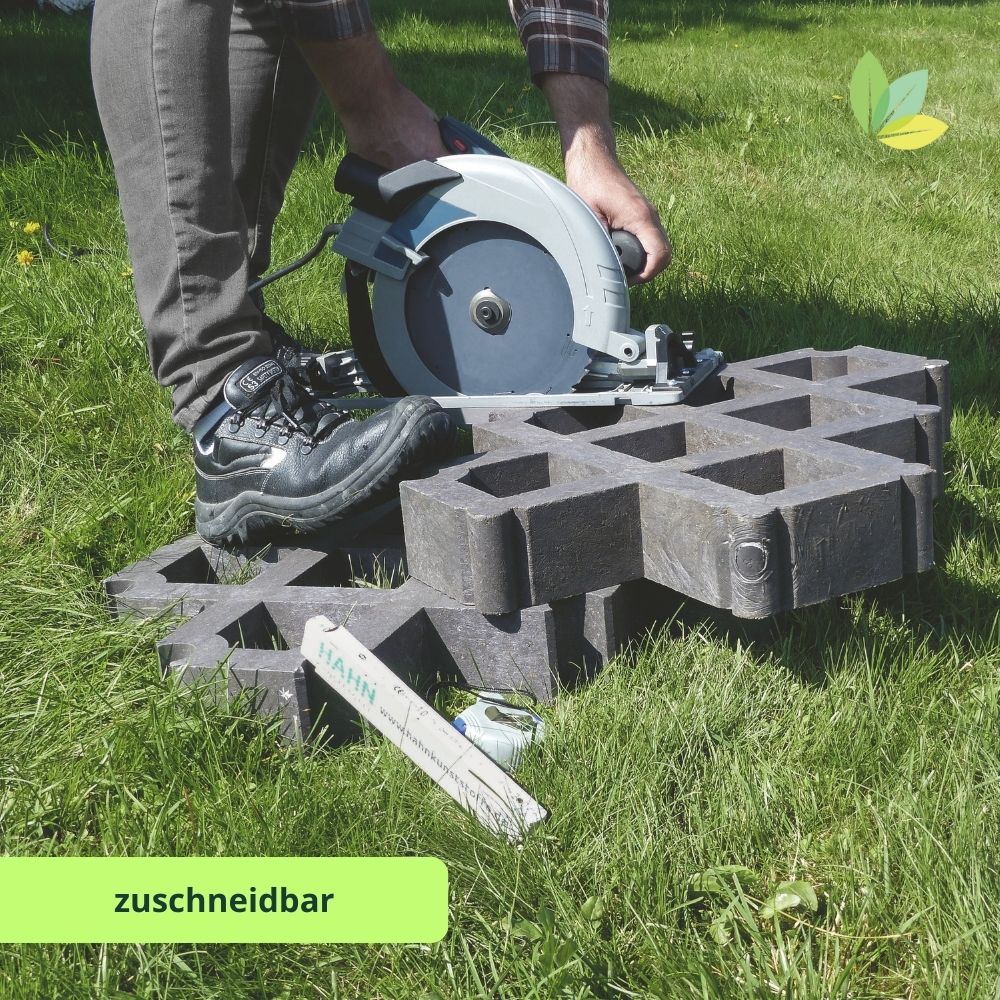 Recyclingkunststoff-Rasengittersteine sind zuschneidbar