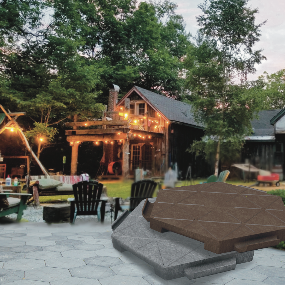 Terrassenbefestigung aus grauen Ökowaben